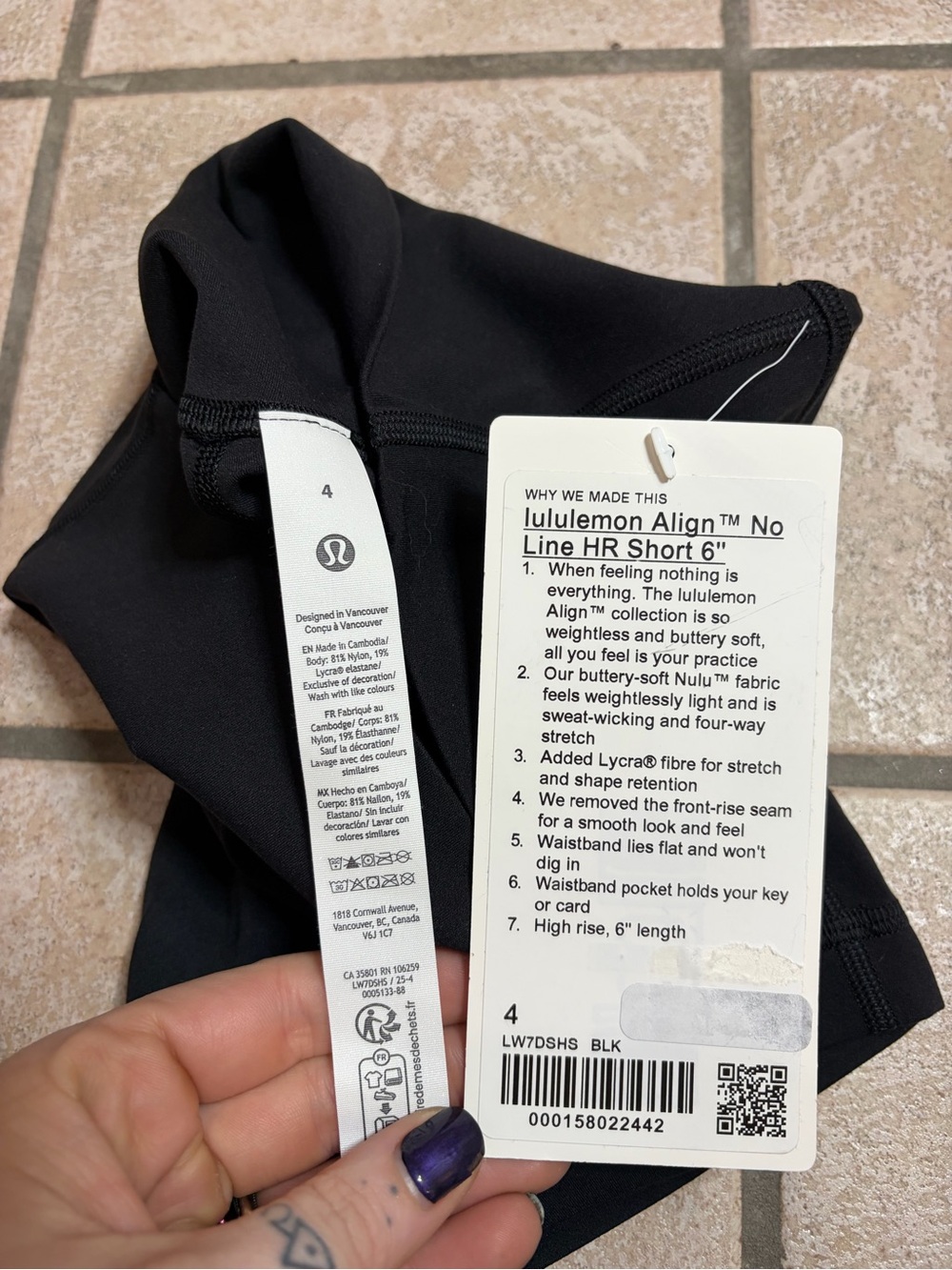 NWT Lululemon Align No Line High-Rise Short 6” (Black) Size 4 - Picture 5 of 7